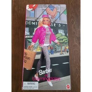 Mattel Barbie at Bloomingdales Doll Pink Jacket Grey Outfit Big Brown Bag 90s